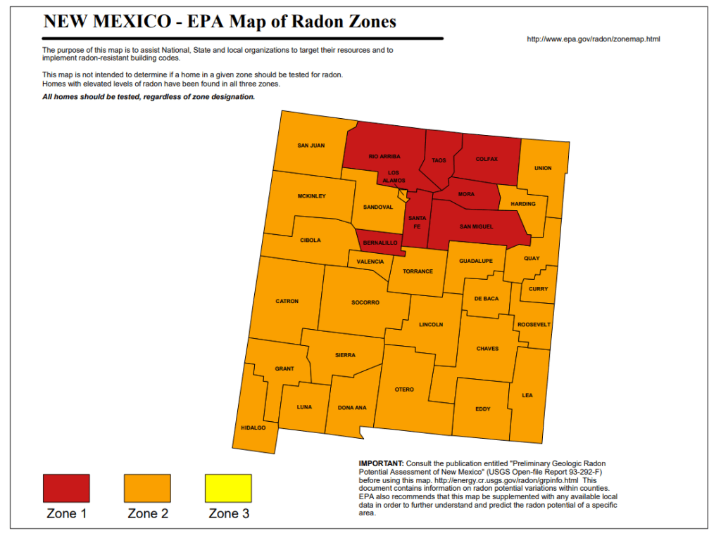 Image of radon zones in NM.